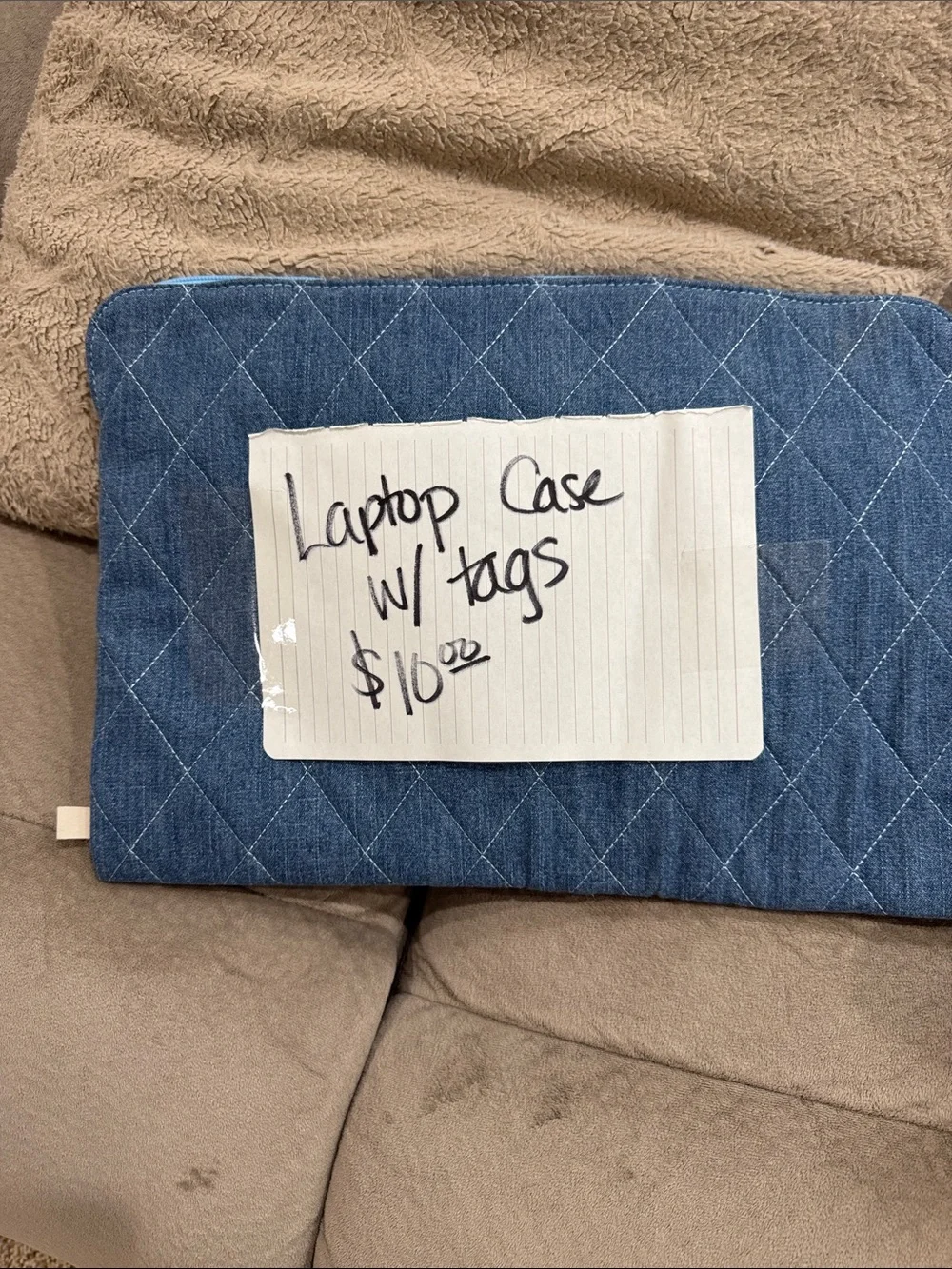 American Eagle Outfitters Quilted Denim Laptop Sleeve - Blue